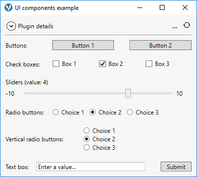 Vexlio plugin UI components on Windows 10